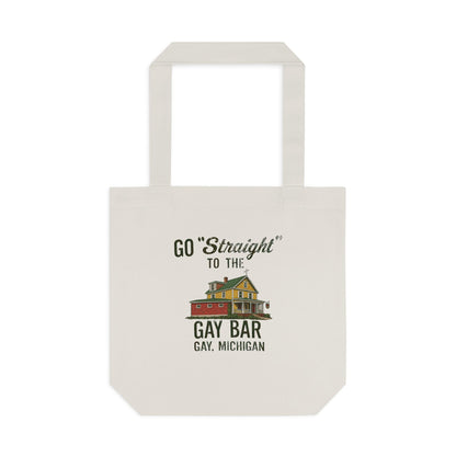 Go Straight to the Gay Bar Tote Bag | Gay, Michigan Vintage Canvas Bag | Funny LGBTQ+ Market Tote