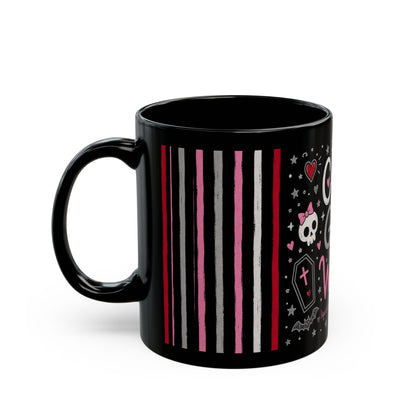 Coffee Is Goth Water Funny Halloween Black Mug 11 oz and 15 oz Black Mug (11oz, 15oz)