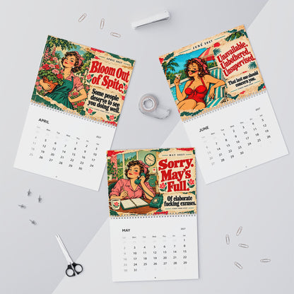 2027 Funny Wall Calendar – Retro Women & Sarcastic Sayings