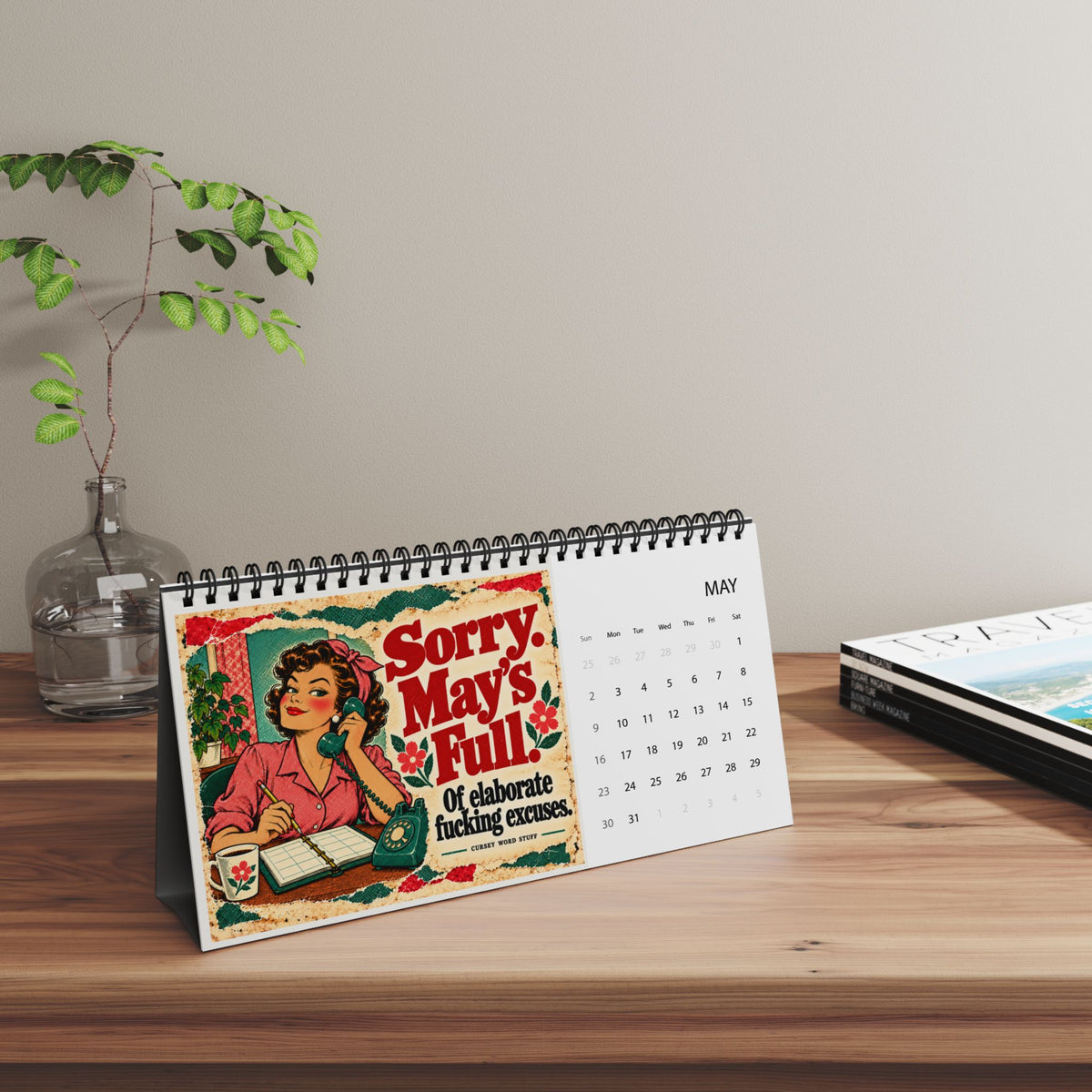 2027 Funny Desk Calendar – Retro Women & Sarcastic Sayings