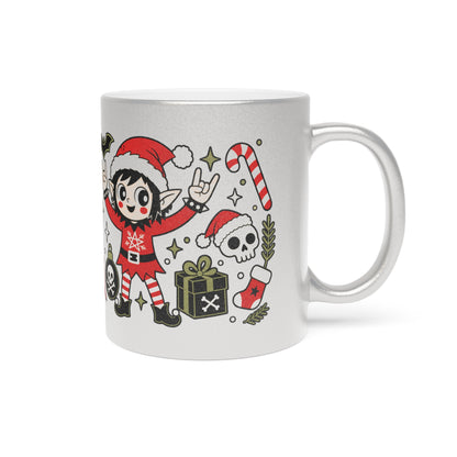 Silver Heavy Metal Santa Christmas 11 oz Cermaic Mug