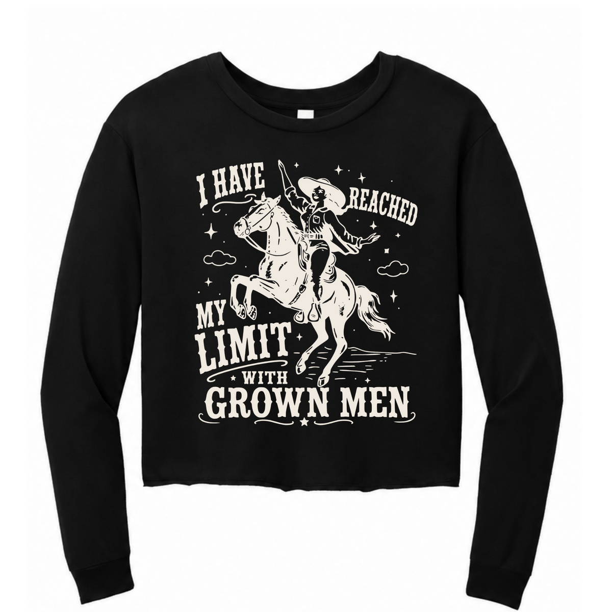 I Have Reached My Limit With Grown Men Womens Perfect Tri Midi Long Sleeve Tee with Raw Edge Hem