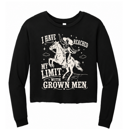I Have Reached My Limit With Grown Men Womens Perfect Tri Midi Long Sleeve Tee with Raw Edge Hem
