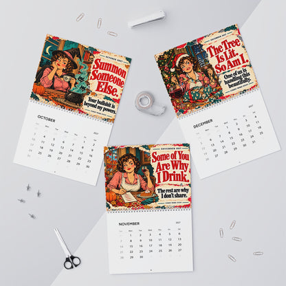 2027 Funny Wall Calendar – Retro Women & Sarcastic Sayings