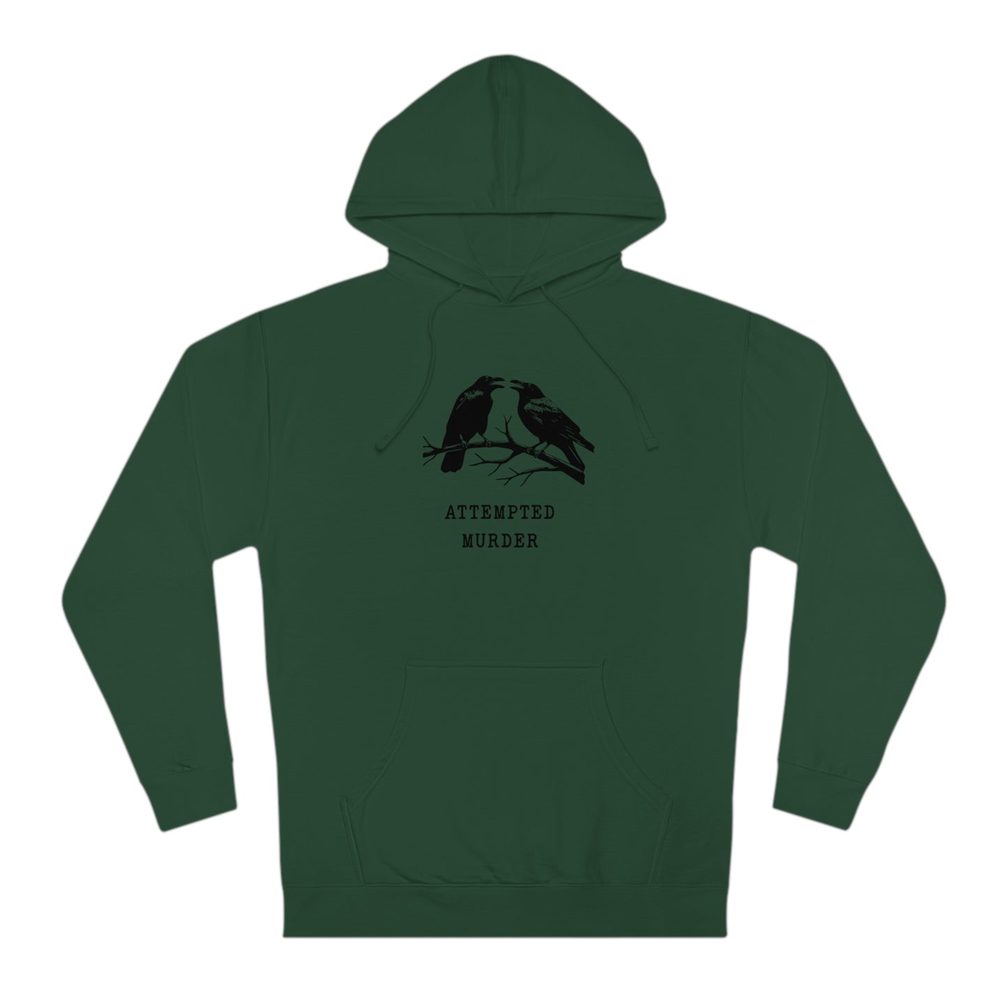 Attempted Murder Raven Vintage Gothic Unisex Hooded Sweatshirt | Cozy Cotton Fleece, Medium-Heavy Fabric