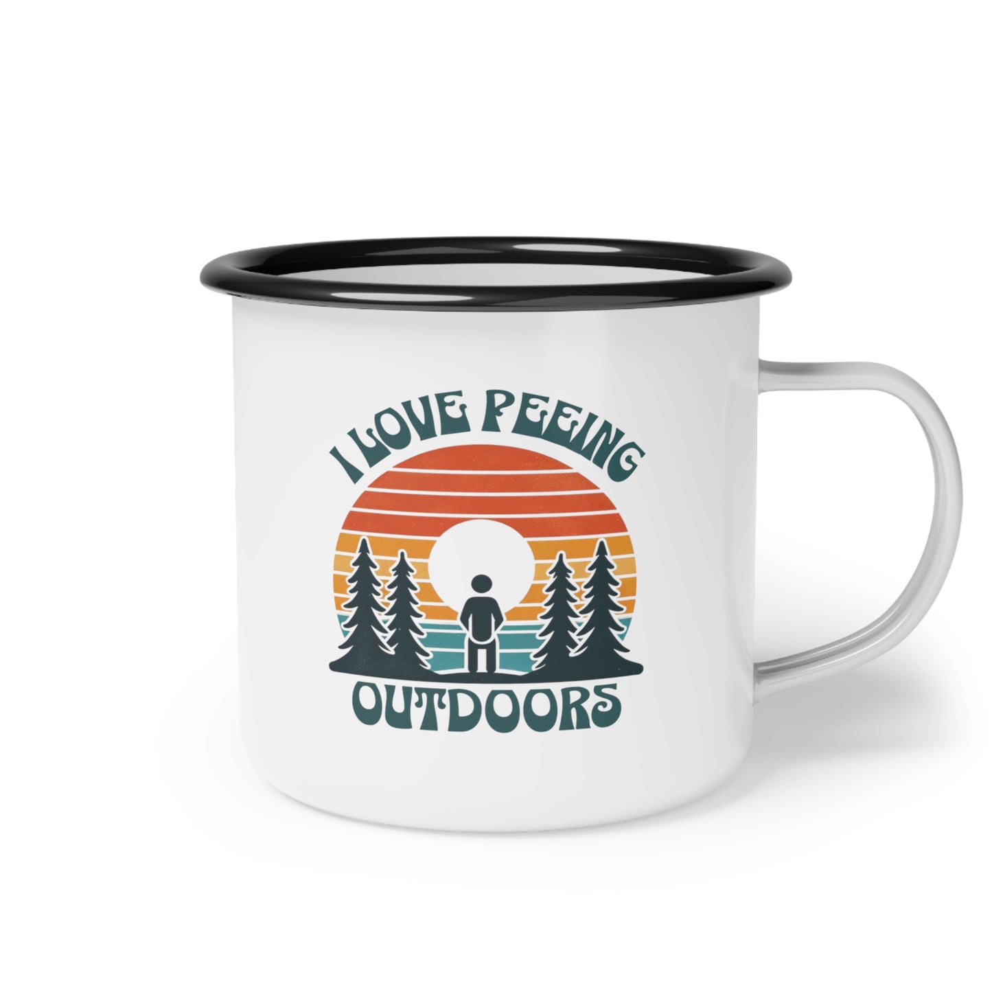 Sip and Savor Nature's Brew: 'I Love Peeing Outside' Enamel Camping Cup
