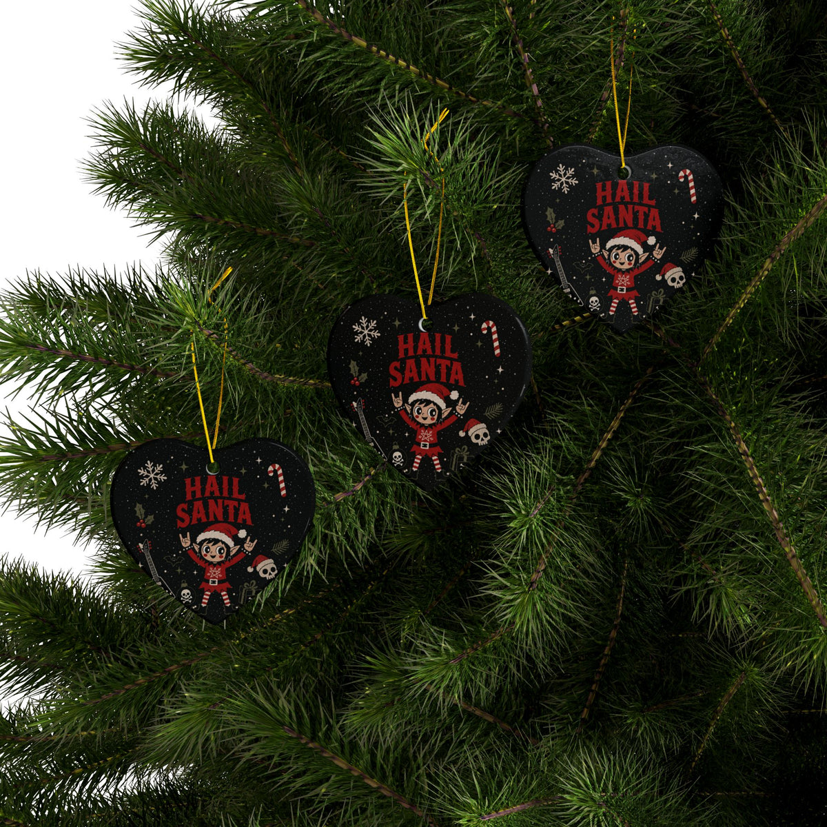 Hail Santa Gothic Christmas Ceramic Ornament