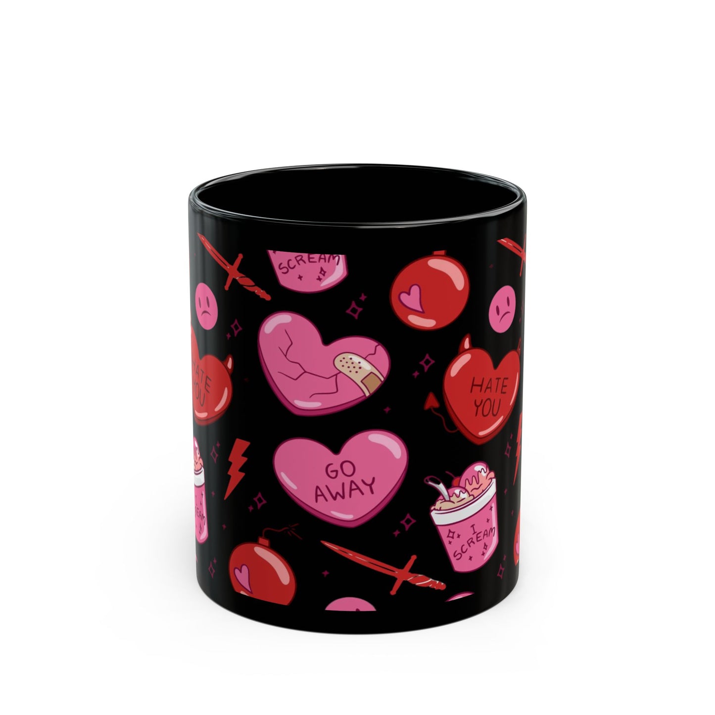 Anti-Valentine's Day Mug, Black Ceramic Cup 11oz
