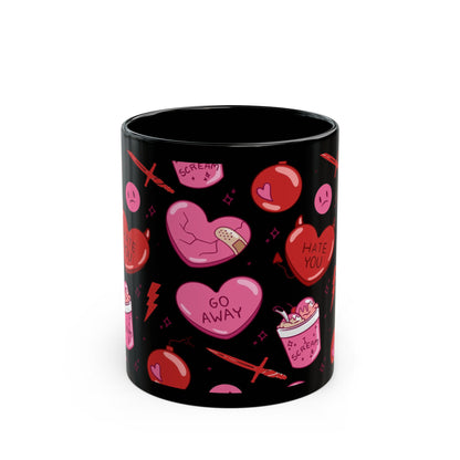Anti-Valentine's Day Mug, Black Ceramic Cup 11oz
