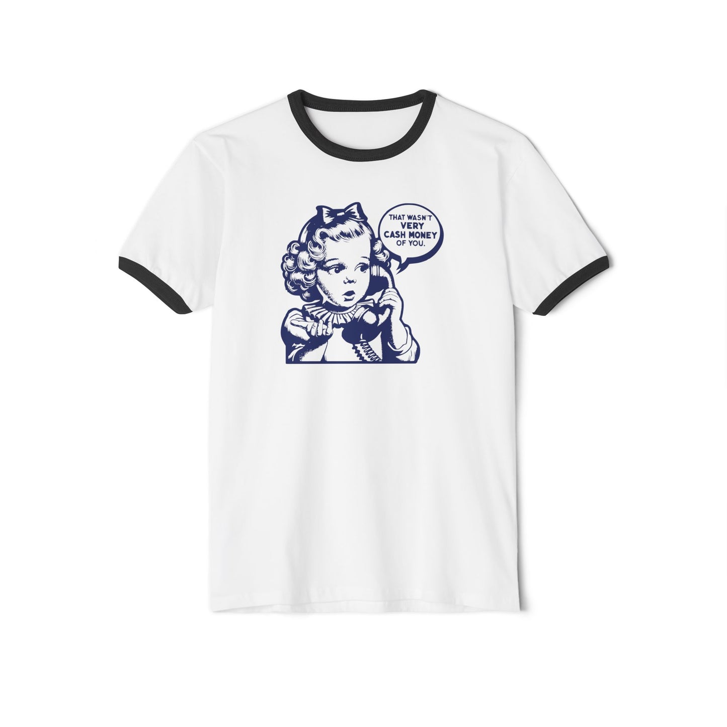 Vintage Cash Money Ringer T-Shirt Retro Style Unisex Tee in 4 Color Combos