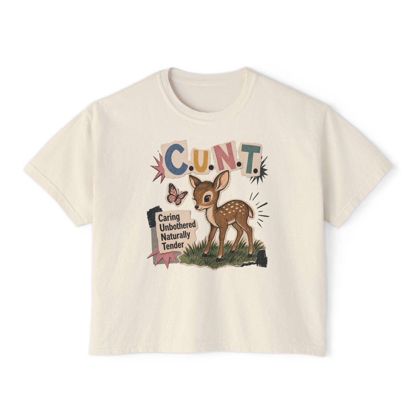 CUNT Deer Shirt Womens Oversized Boxy Comfort Colors 3023CL