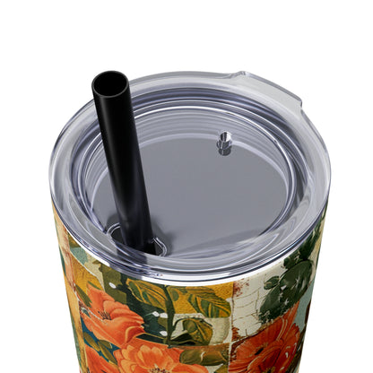 Vintage Boho Western Desert Floral 20oz Skinny Tumbler with  Straw