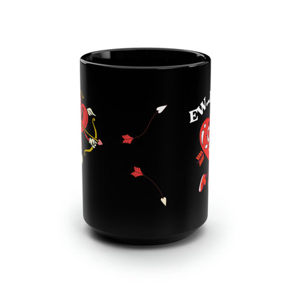 Ew Run Anti-Valentine's Day Black Mug, 15oz