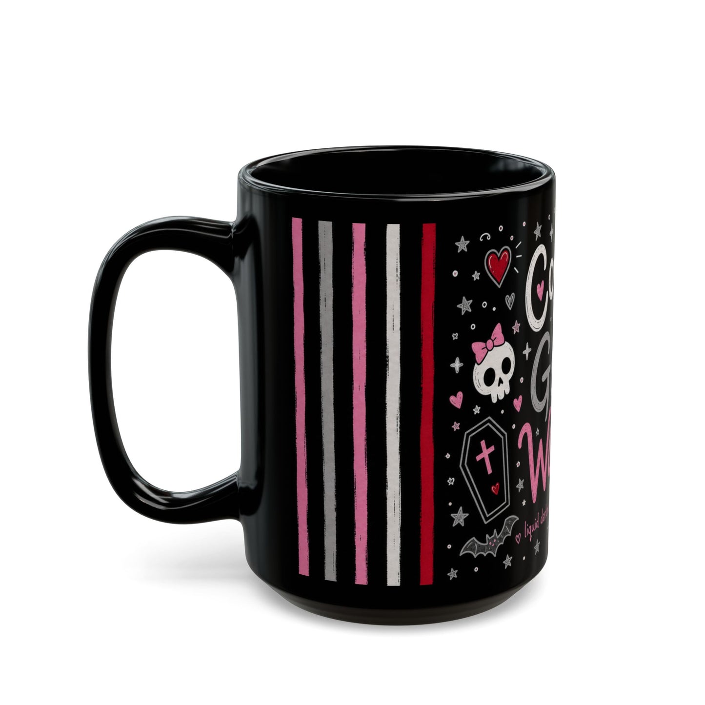 Coffee Is Goth Water Funny Halloween Black Mug 11 oz and 15 oz Black Mug (11oz, 15oz)