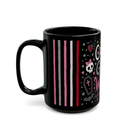 Coffee Is Goth Water Funny Halloween Black Mug 11 oz and 15 oz Black Mug (11oz, 15oz)