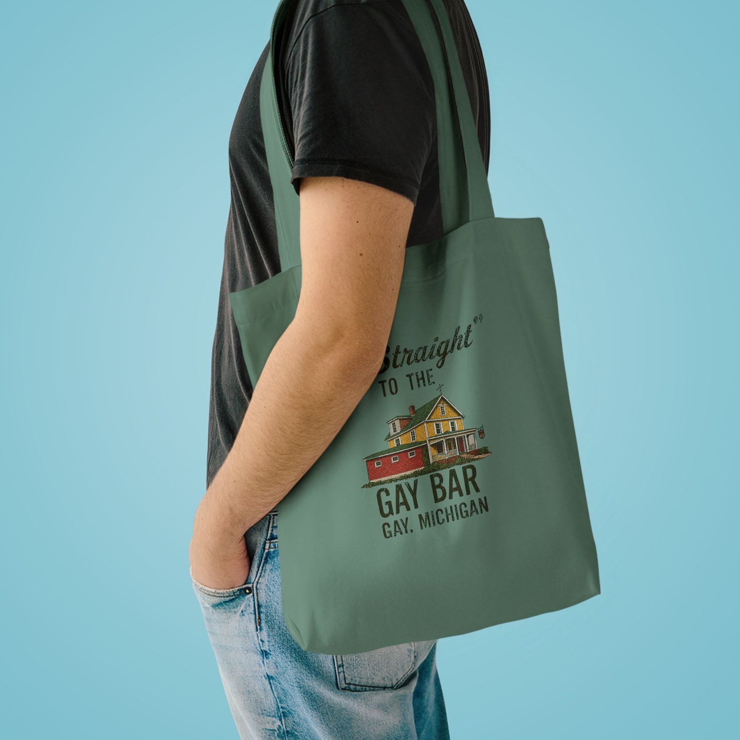 Go Straight to the Gay Bar Tote Bag | Gay, Michigan Vintage Canvas Bag | Funny LGBTQ+ Market Tote