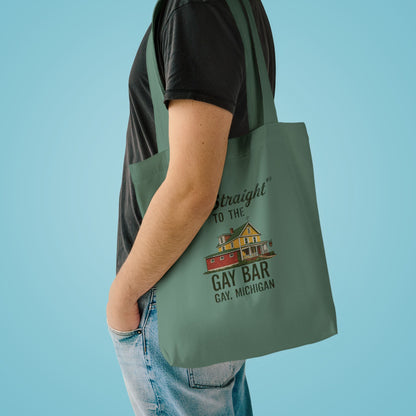 Go Straight to the Gay Bar Tote Bag | Gay, Michigan Vintage Canvas Bag | Funny LGBTQ+ Market Tote