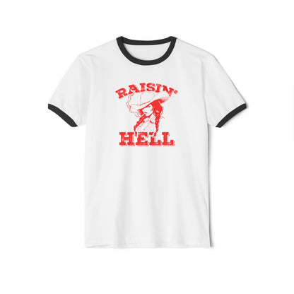 Unleash Western Charm with Our 'Raising Hell' Cowgirl Unisex  Ringer Shirt - 3 Color Options