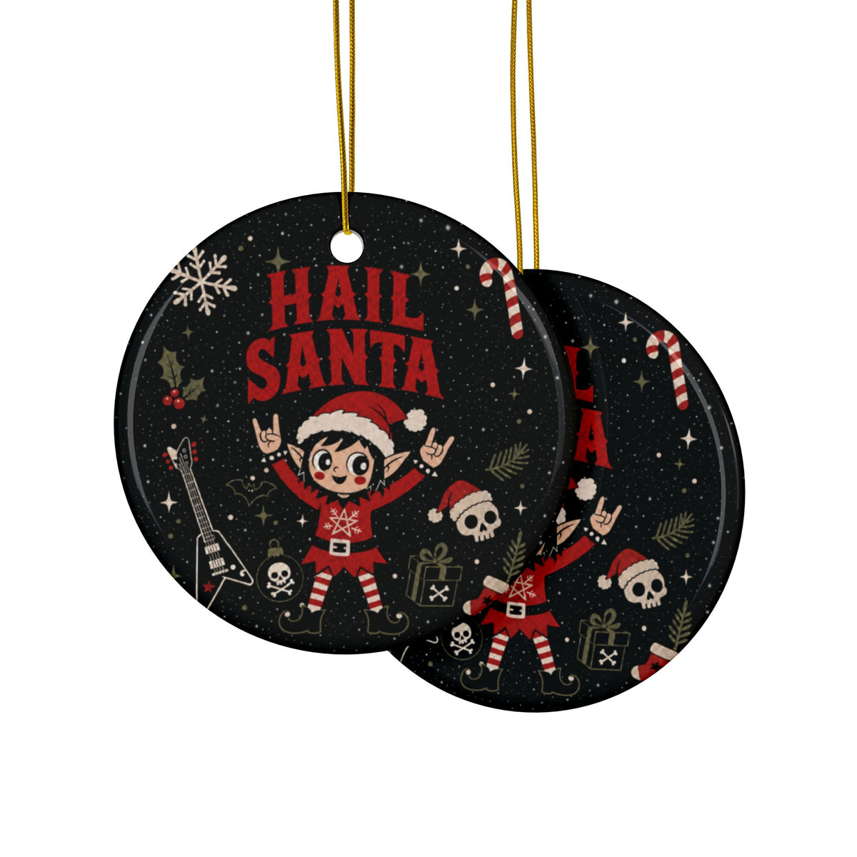 Hail Santa Gothic Christmas Ceramic Ornament