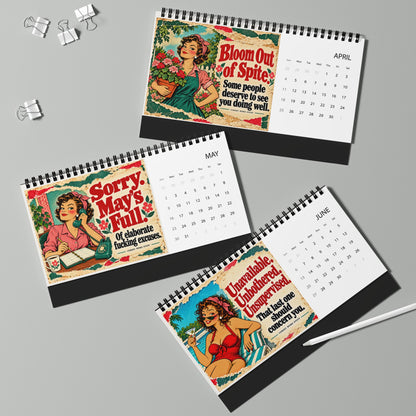 2027 Funny Desk Calendar – Retro Women & Sarcastic Sayings