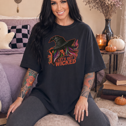 Let’s Get Wicked Witch Shirt | Comfort Colors 1717 & 6014 Halloween Tee | Retro Witch Graphic Spooky Season Shirt