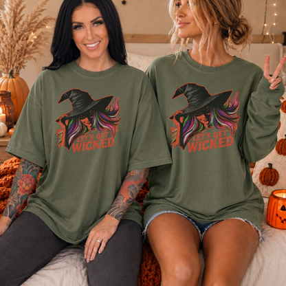 Let’s Get Wicked Witch Shirt | Comfort Colors 1717 & 6014 Halloween Tee | Retro Witch Graphic Spooky Season Shirt