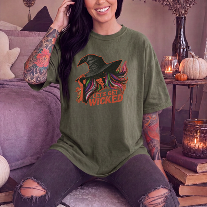 Let’s Get Wicked Witch Shirt | Comfort Colors 1717 & 6014 Halloween Tee | Retro Witch Graphic Spooky Season Shirt