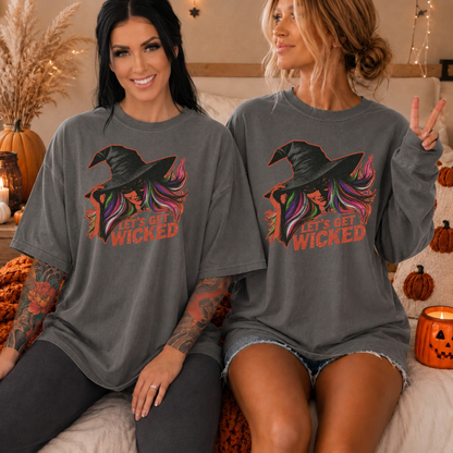 Let’s Get Wicked Witch Shirt | Comfort Colors 1717 & 6014 Halloween Tee | Retro Witch Graphic Spooky Season Shirt
