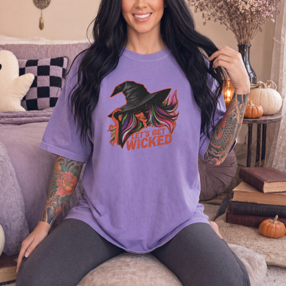 Let’s Get Wicked Witch Shirt | Comfort Colors 1717 & 6014 Halloween Tee | Retro Witch Graphic Spooky Season Shirt
