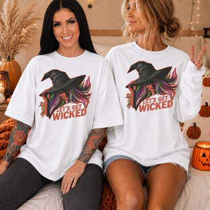 Let’s Get Wicked Witch Shirt | Comfort Colors 1717 & 6014 Halloween Tee | Retro Witch Graphic Spooky Season Shirt