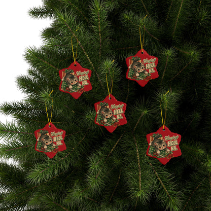 Funny Cat “Wrapping? Hell NA.” Christmas Ornament