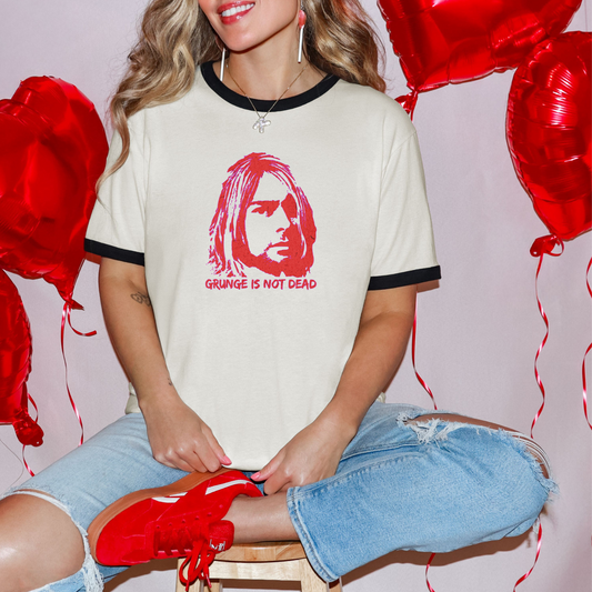 Grunge Is Not Dead - Kurt Cobain Ringer Tee | Retro Rock Style