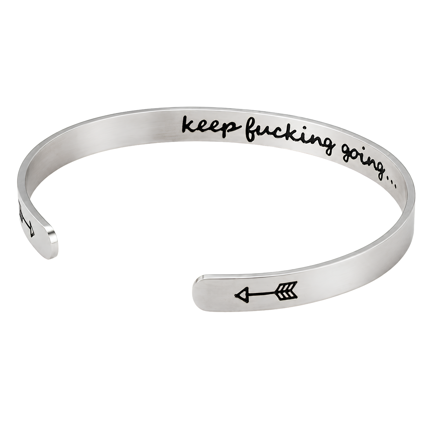 Silver Hidden Message Cuff Bracele with Velvet Gift Bag + 2 CWS Original Stickers