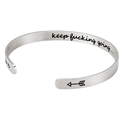 Silver Hidden Message Cuff Bracele with Velvet Gift Bag + 2 CWS Original Stickers