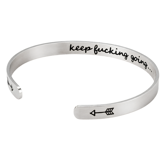 Silver Hidden Message Cuff Bracele with Velvet Gift Bag + 2 CWS Original Stickers