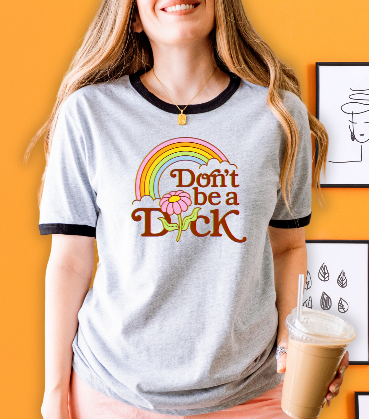 Retro Flower Don't Be a Dick Ringer T-Shirt