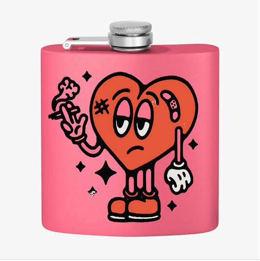 Pink S**king Heart Flask, 6oz Insulated Stainless Steel