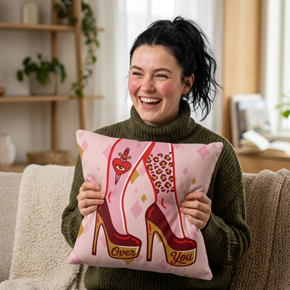 Over You Retro High Heel Throw Pillow