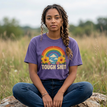 Tough Shit Rainbow Shirt Retro Graphic Unisex Comfort Colors 1717 T-Shirt