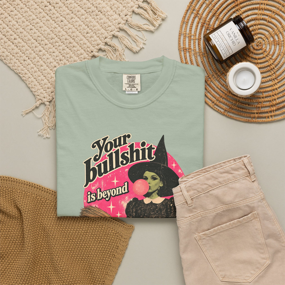 Retro Bubblegum Witch Graphic Tee | Comfort Colors