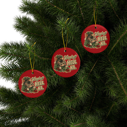 Funny Cat “Wrapping? Hell NA.” Christmas Ornament
