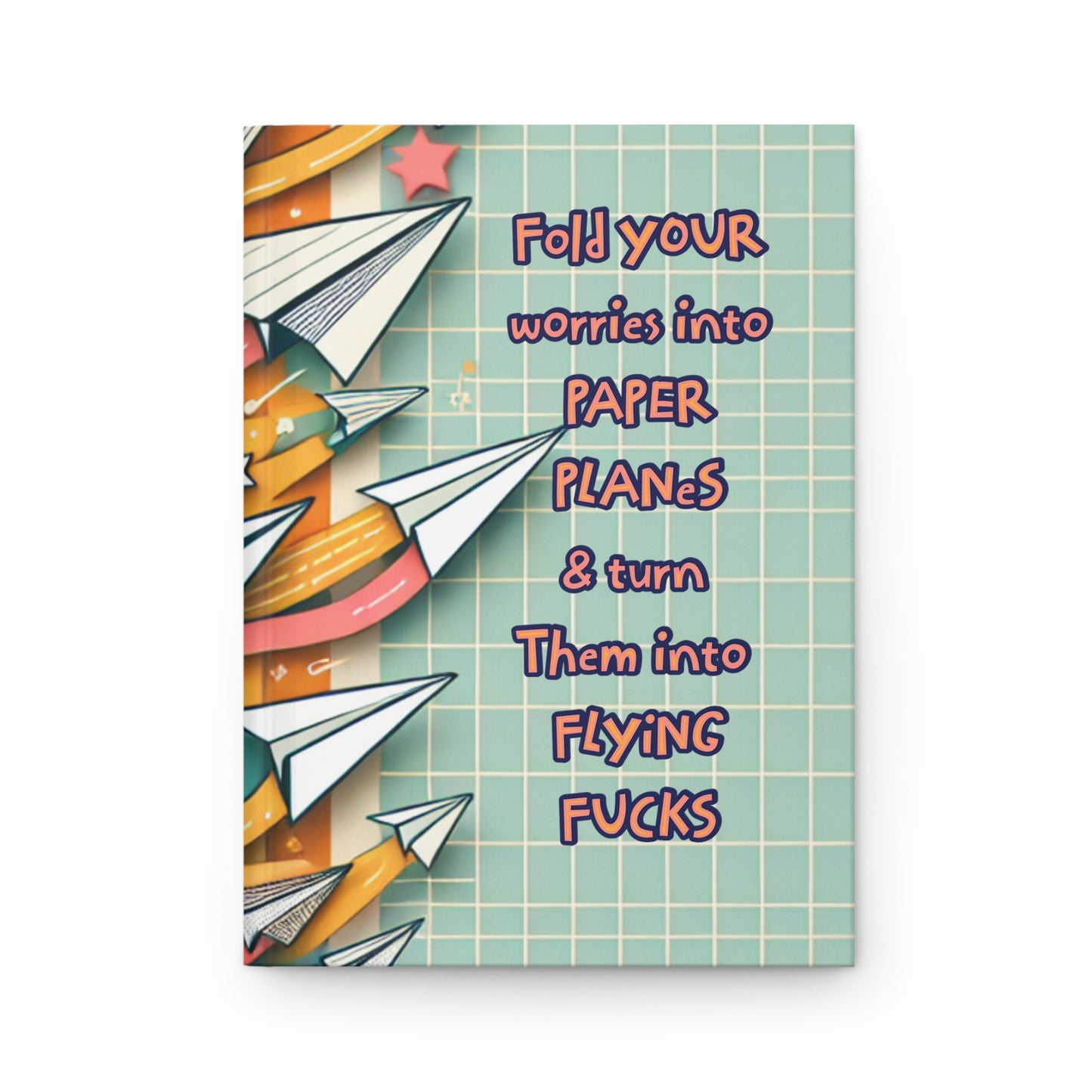 Unique 3-D Paper Airplane Design Journal – Fold  and Fly Your Worries Away Hardcover Journal