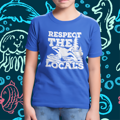 Respect the Locals Orca Design Youth Kids T-Shirt-Back-to-School for Ocean Lovers
