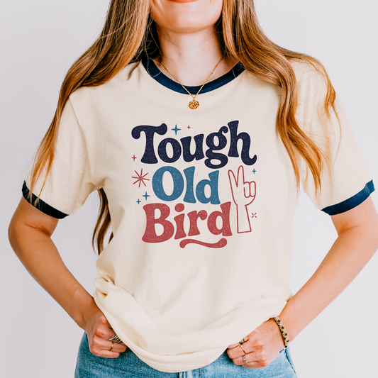 Vintage Tough Old Bird Unisex Ringer T-Shirt