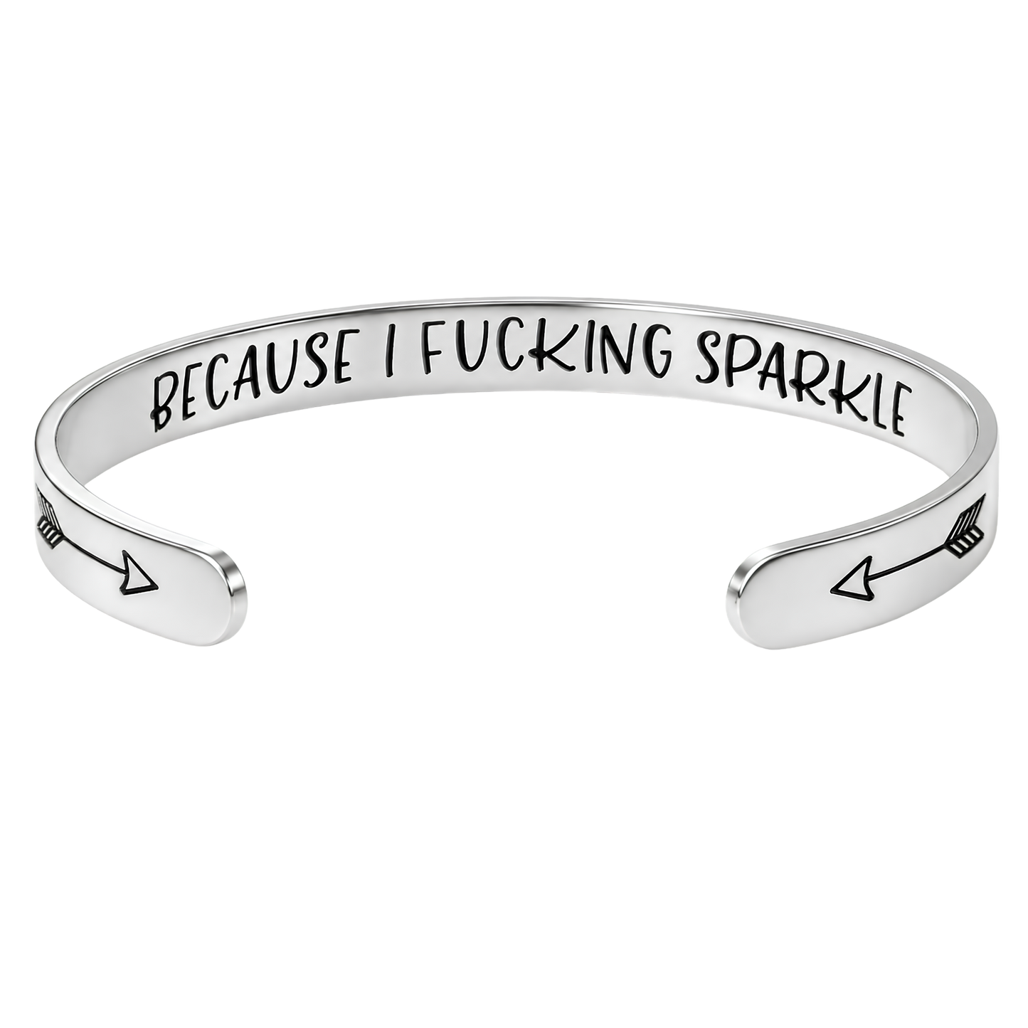 Silver Hidden Message Cuff Bracele with Velvet Gift Bag + 2 CWS Original Stickers