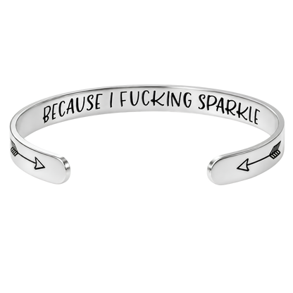 Silver Hidden Message Cuff Bracele with Velvet Gift Bag + 2 CWS Original Stickers