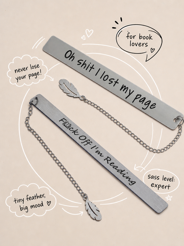 Funny Metal Bookmark Set + 2 Free Tarot Bookmarks