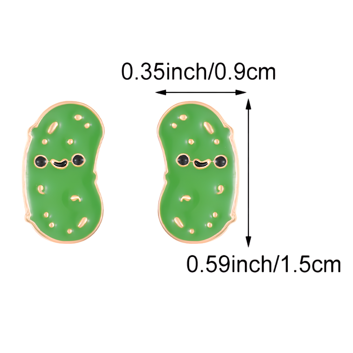 Big Dill Green Pickle Stud Earrings with Velvet Gift Bag