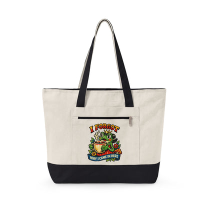 I Forgot Why I Came In Here Frog Canvas Tote Bag – Funny Zippere Tote with Pocket