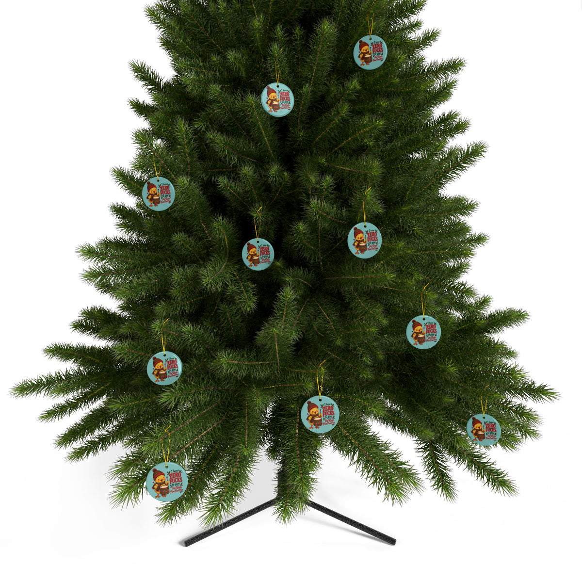 Funny Christmas Ornament – “I Have Zero Fucks to Give” Drummer Chicken Holiday Decor